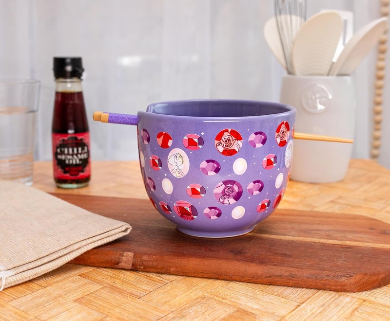 Silver Buffalo Steven Universe Crystal Gems Ceramic Ramen Dinnerware Set  Includes 20Ounce Noodle Bowl and Wooden Chopsticks - Image 4