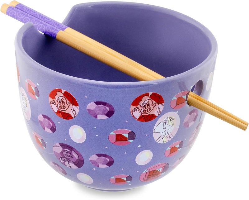 Silver Buffalo Steven Universe Crystal Gems Ceramic Ramen Dinnerware Set  Includes 20Ounce Noodle Bowl and Wooden Chopsticks - Image 2