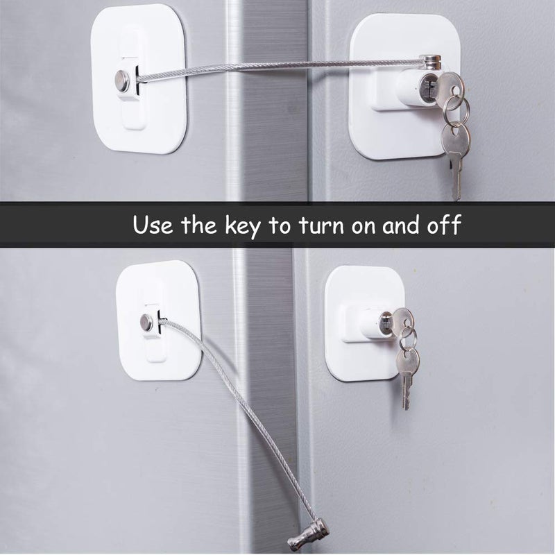 BAOWEIJD Fridge Lock,Refrigerator Locks,Freezer Lock with Key for Child Safety,Locks to Lock Fridge and Cabinets,White Fridge Lock - Image 2