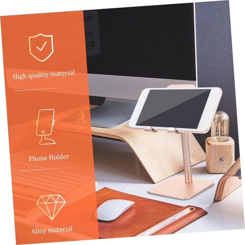 Adjustable Aluminum Alloy Tablet Phone Stand with Rotation Gold Desk Holder - Image 5