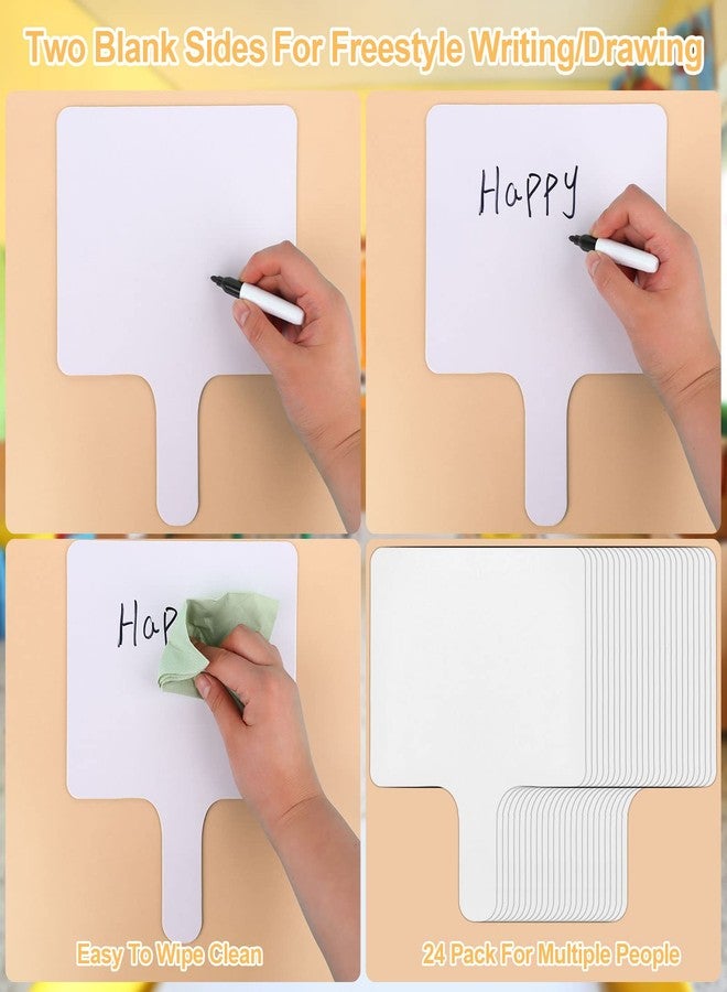 Yiphates 24 Pieces Dry Erase Answer Paddles Handheld Double Sided Paddles Mini White Boards Small White Board Dry Erase Signs Auction WhiteBoard for Students Teachers Classroom Voting Bridal Shower Games - Image 3
