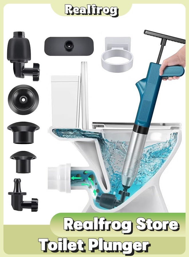Realfrog Toilet Plunger,High Pressure Air Drain Blaster Kit, Stainless Steel Plungers for Bathroom/Floor Drain/Shower/Sink/Bathtub/Clogged Pipe - Image 1