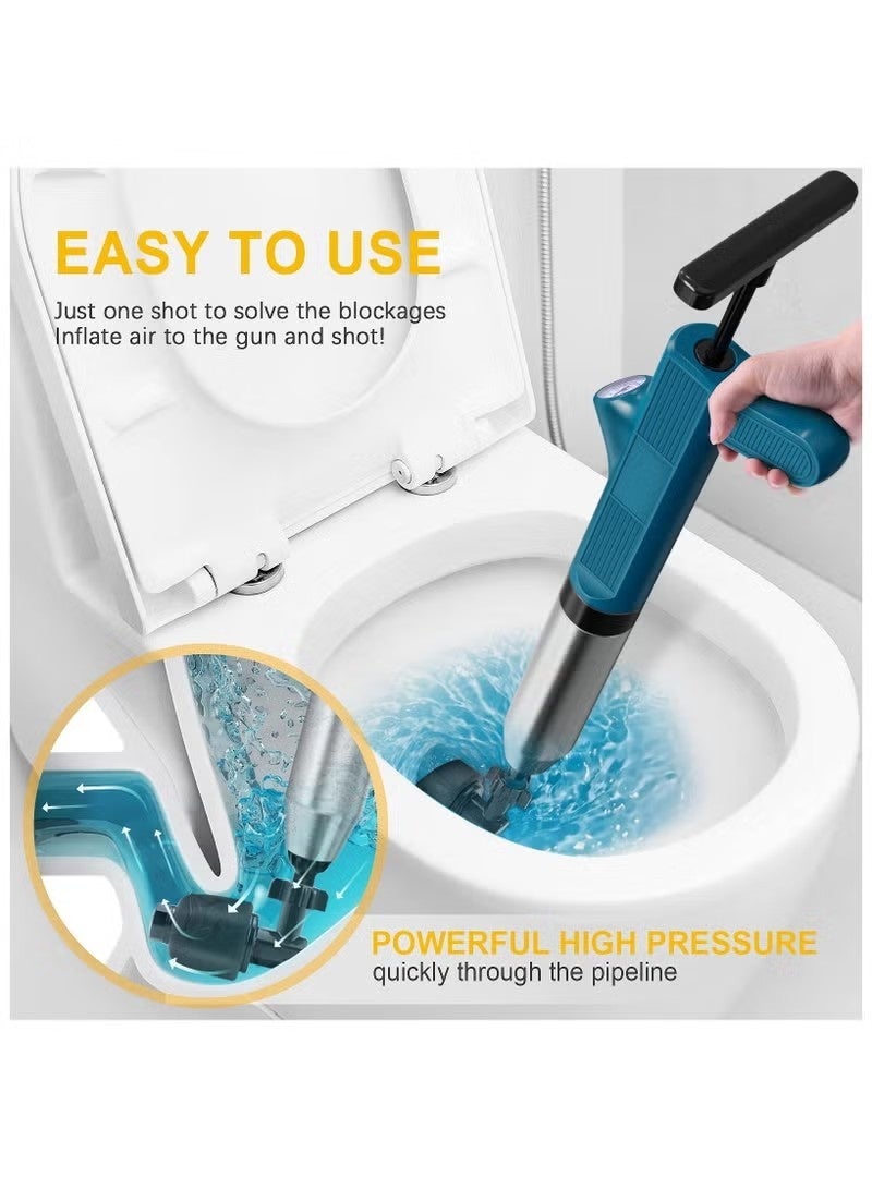Realfrog Toilet Plunger,High Pressure Air Drain Blaster Kit, Stainless Steel Plungers for Bathroom/Floor Drain/Shower/Sink/Bathtub/Clogged Pipe - Image 4
