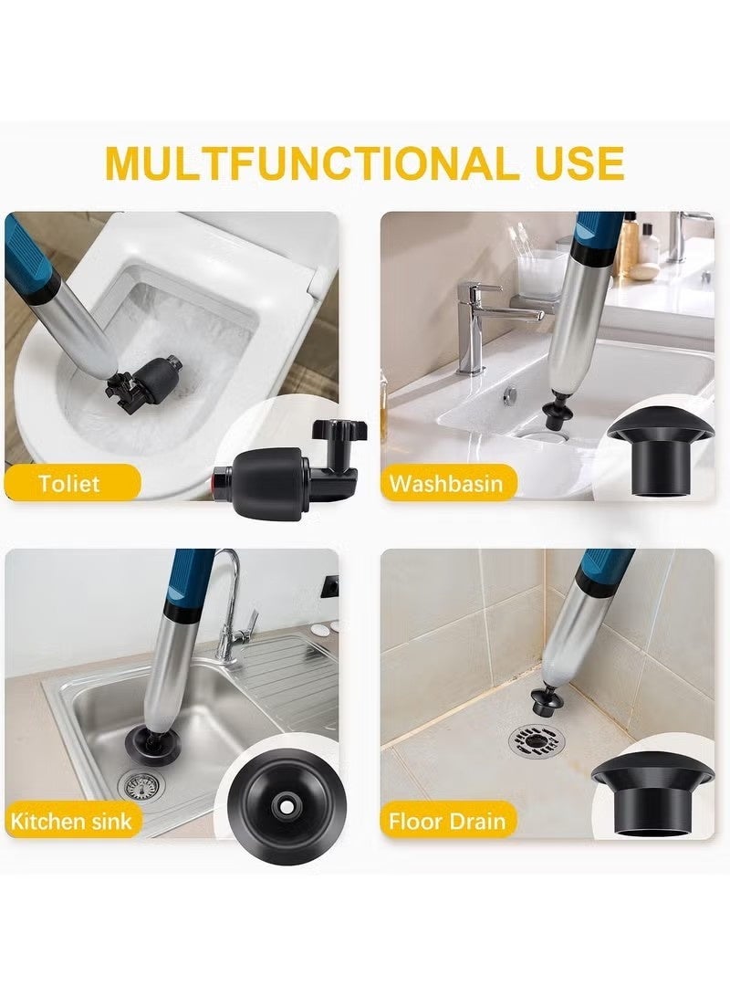 Realfrog Toilet Plunger,High Pressure Air Drain Blaster Kit, Stainless Steel Plungers for Bathroom/Floor Drain/Shower/Sink/Bathtub/Clogged Pipe - Image 3