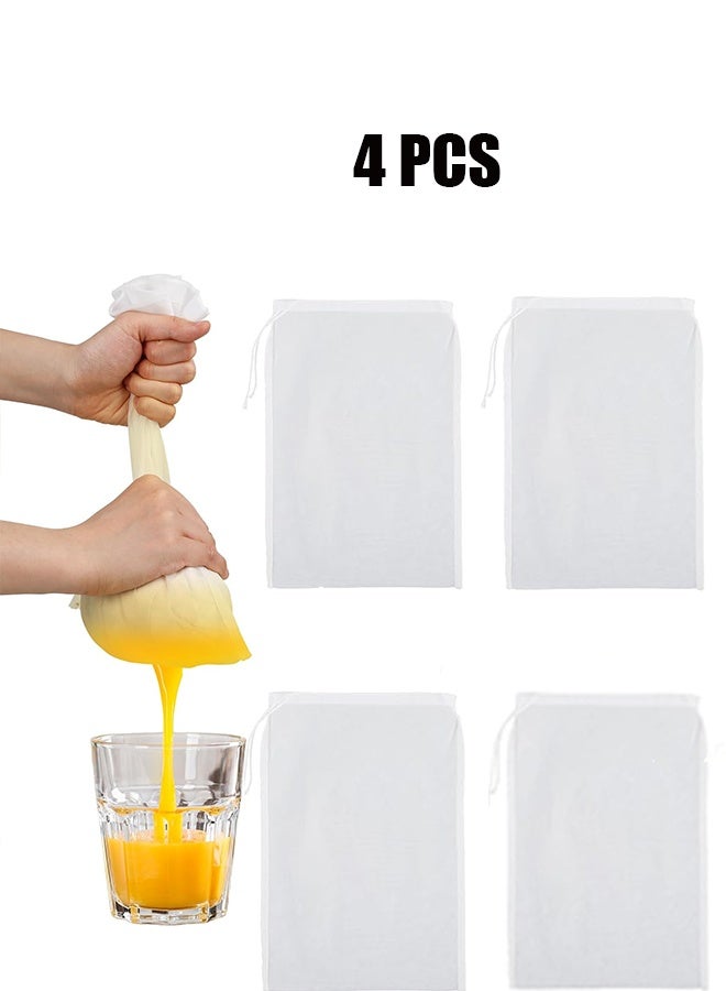 واي جيه 4 قطع أكياس تصفية حليب الصويا الغذاء الصف كيس فلتر عصير الخضار ، 200 شبكة 20 * 30 سنتيمتر حقيبة شبكة دقيقة كيس فلتر الحليب لجميع الأغراض مصفاة طعام نايلون قماش قطني - Image 1