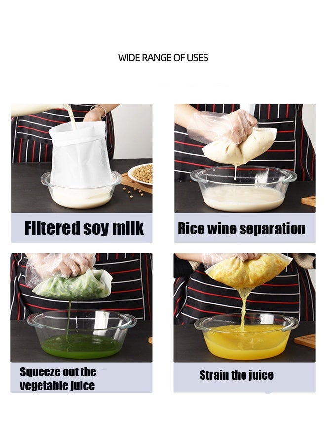 واي جيه 4 قطع أكياس تصفية حليب الصويا الغذاء الصف كيس فلتر عصير الخضار ، 200 شبكة 20 * 30 سنتيمتر حقيبة شبكة دقيقة كيس فلتر الحليب لجميع الأغراض مصفاة طعام نايلون قماش قطني - Image 5
