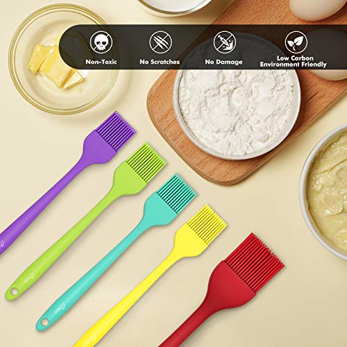 HOTEC 600℉ Heat Resistant BPA Free Silicone Marinading Meat Grill Basting Pastry Brush for Oil Butter Sauce Sausages Desserts Turkey Baster Grill Barbecue, Multicolor - Image 5