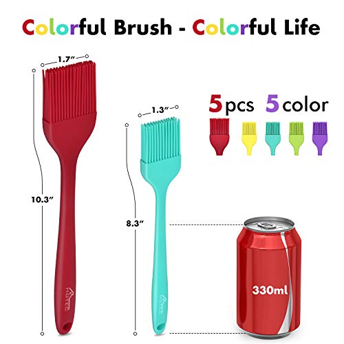 HOTEC 600℉ Heat Resistant BPA Free Silicone Marinading Meat Grill Basting Pastry Brush for Oil Butter Sauce Sausages Desserts Turkey Baster Grill Barbecue, Multicolor - Image 2