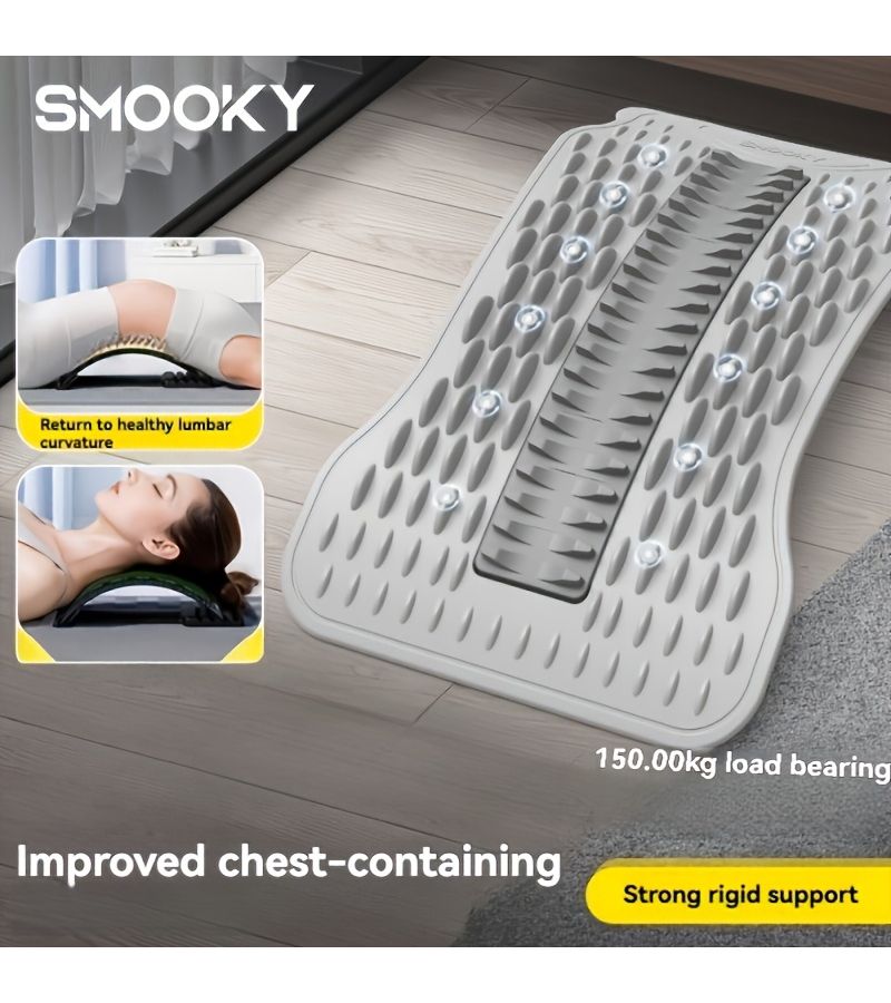 Gray Lumbar Support Massager Stretcher Adjustable Angle Home Office Use - Image 2