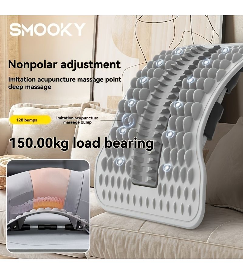 Gray Lumbar Support Massager Stretcher Adjustable Angle Home Office Use - Image 4
