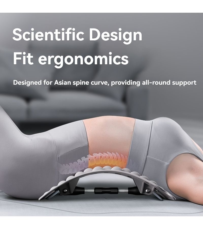 Gray Lumbar Support Massager Stretcher Adjustable Angle Home Office Use - Image 3