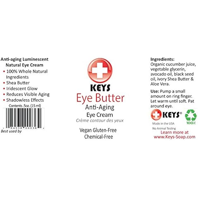 keys Eye Butter Luminescent Natural, Vegan, Chemical-Free Moisturizing Eye Cream for Sensitive Skin in Airless Travel Pump - with Whole Cucumber Extract, Aloe Vera, Avocado Oil, and Shea, 0.5 ounces - Image 2