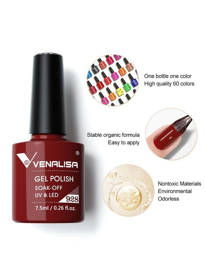 V VENALISA VENALISA VIP1 Set 62 PCS 7.5ml Gel Nail Polish Kit with Color Card Base Top coat,UV LED Soak Off Gel Polish Starter Manicure,Suitable to DIY at Home Nail Art Salon - Image 4