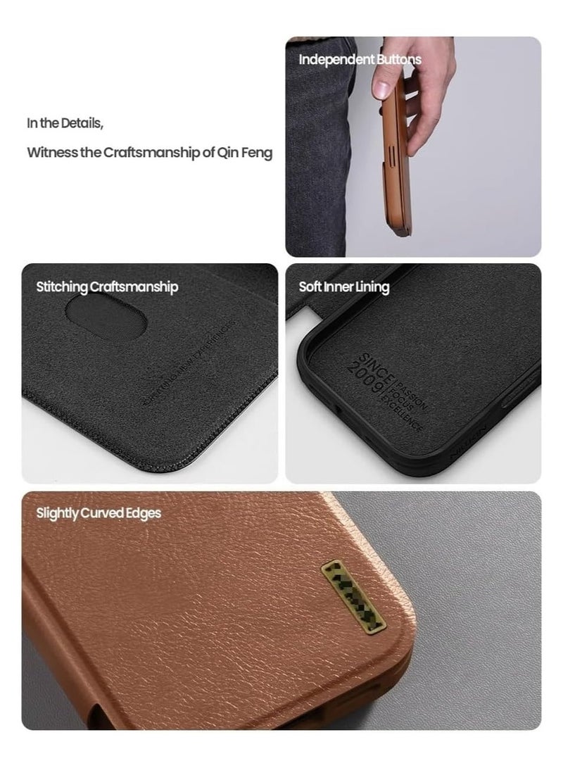 general Protective Case Compatible with iPhone 17 Pro Max PU Leather Flip Cover Built-in Card Slot Sliding Camera Lens Cover Privacy Protection Shock-Resistant Case - Image 5