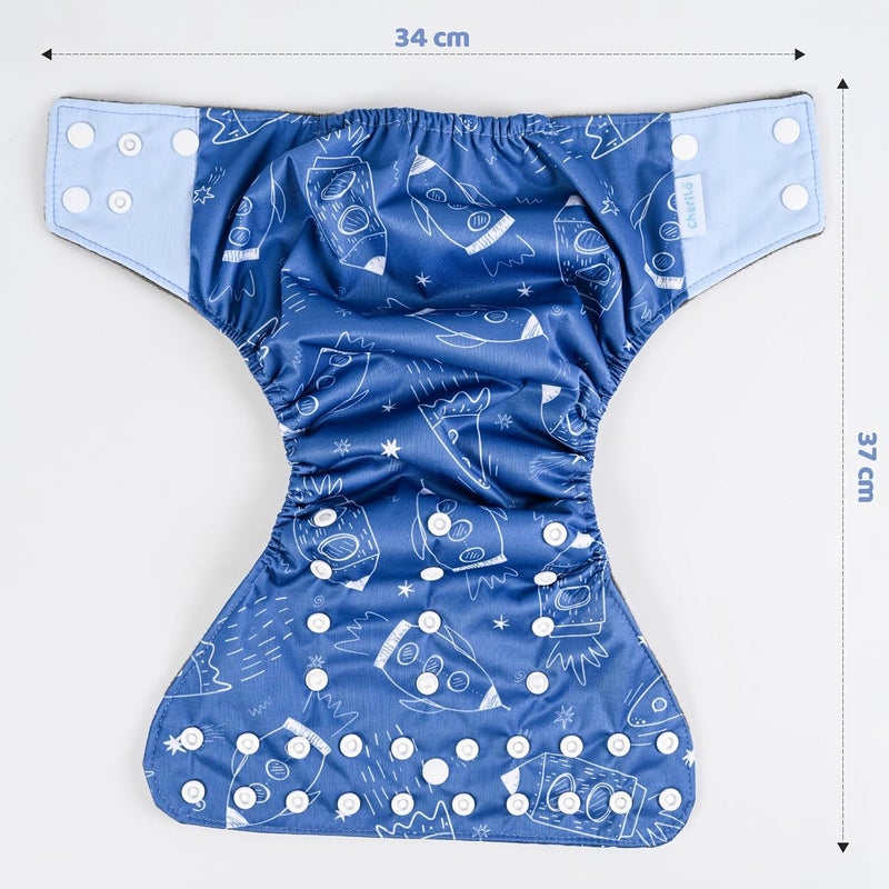 Cherilo Reusable Cloth Diaper for New Born Baby 0 to 3 years, Leakproof, Eco-Friendly Washable Cloth Diapers, No Side Leakage, Adjustable, Free Size Pocket Diaper (1 Galaxy Pattern Diaper + 1 Insert) - Image 2