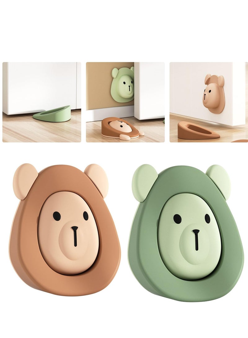 Excefore Door Stopper, Cute Door Stopper Rubber, Rubber Silicone Gate Door Stoppers, Holder Doorstop Floor Wall Protector with Storage Base, 2pcs - Image 2