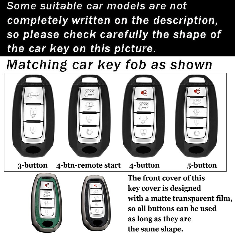 ontto Car Key Cover Fit for Infiniti 2023 2024 Metal Key Skin Leather Key Protector for Q50 Q50L Q60 QX50 QX55 QX60 2018-up Key Fob,Smart Remote Key Fob Case Holder Black - Image 2
