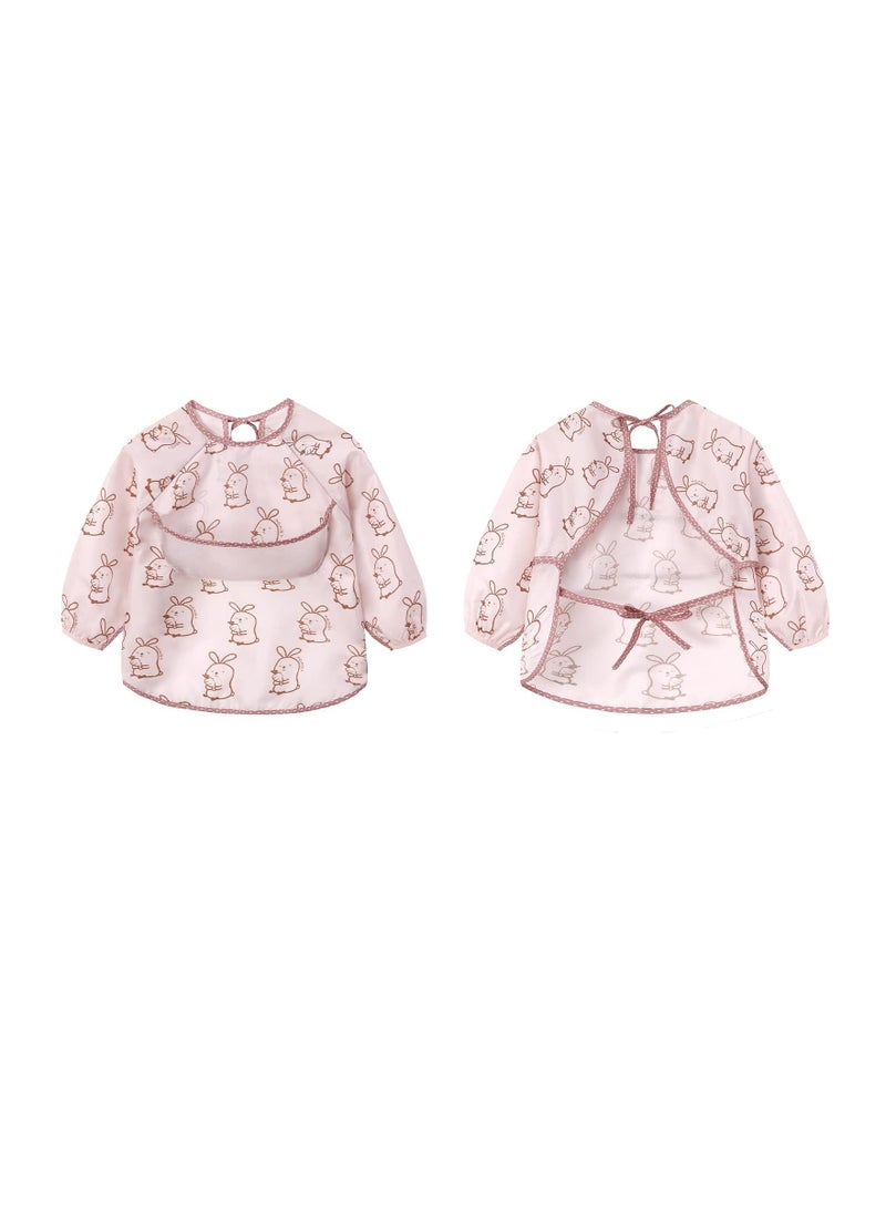 Generic - 2 Pcs Baby Feeding Bibs with Sleeves Waterproof Long Sleeve, Bib Washable Weaning Bib Coverall Bib Set for Infant Toddler 6 Months to 3 Years Old, Rabbit and Squirrel - Image 1