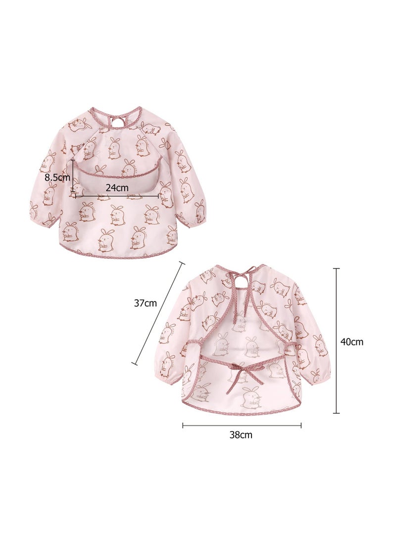 Generic - 2 Pcs Baby Feeding Bibs with Sleeves Waterproof Long Sleeve, Bib Washable Weaning Bib Coverall Bib Set for Infant Toddler 6 Months to 3 Years Old, Rabbit and Squirrel - Image 1