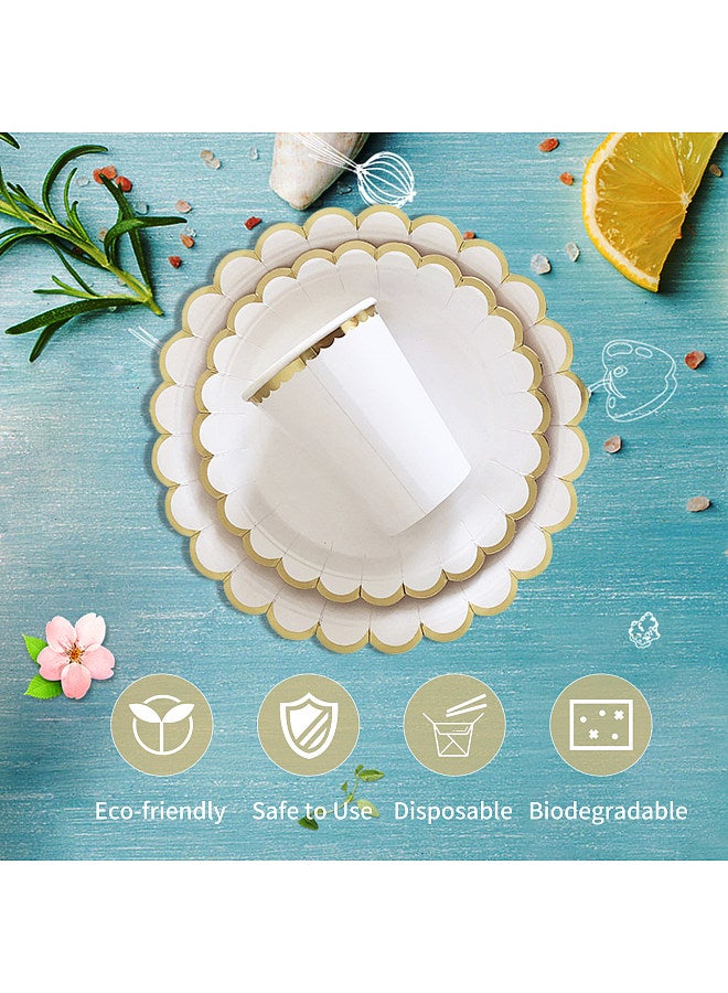 Disposable Tableware Set for 8 Guests Disposable Paper Dinnerware Plates Cups Napkins for Birthday Camping Picnics Party