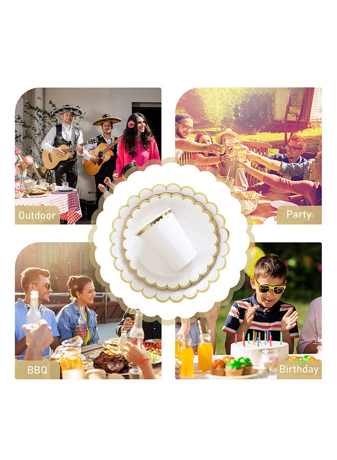 Disposable Tableware Set for 8 Guests Disposable Paper Dinnerware Plates Cups Napkins for Birthday Camping Picnics Party  - Image 2
