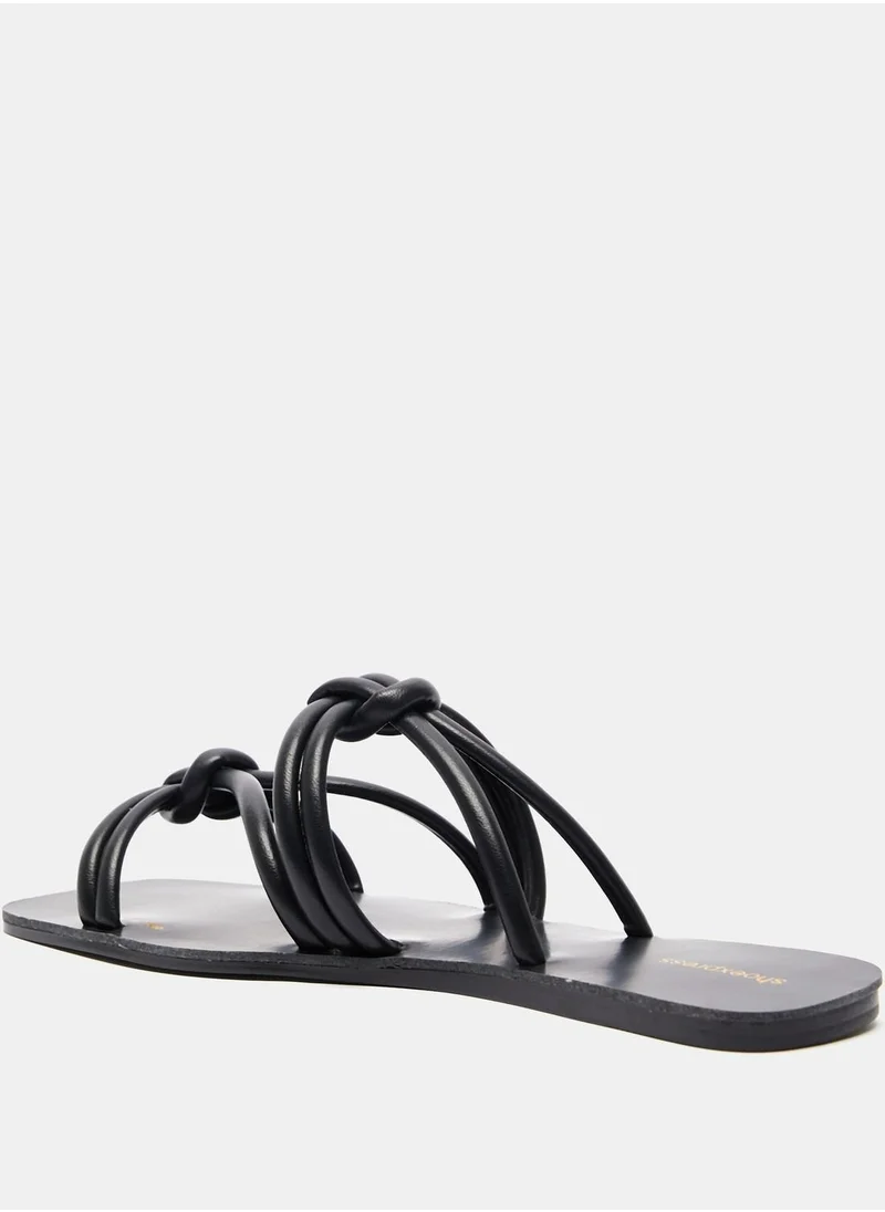 shoexpress Open-Toe Slip-On Sandals with Knot Detail