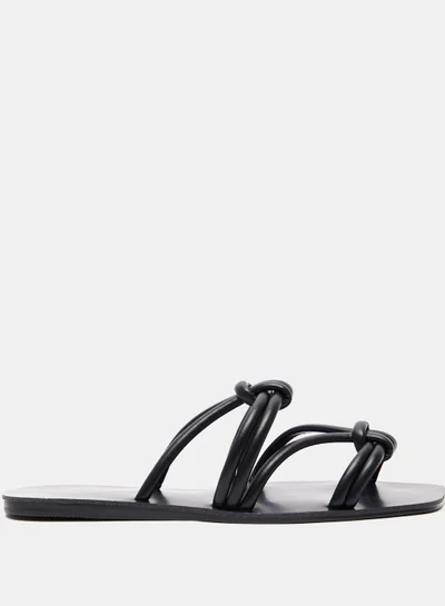 shoexpress Open-Toe Slip-On Sandals with Knot Detail