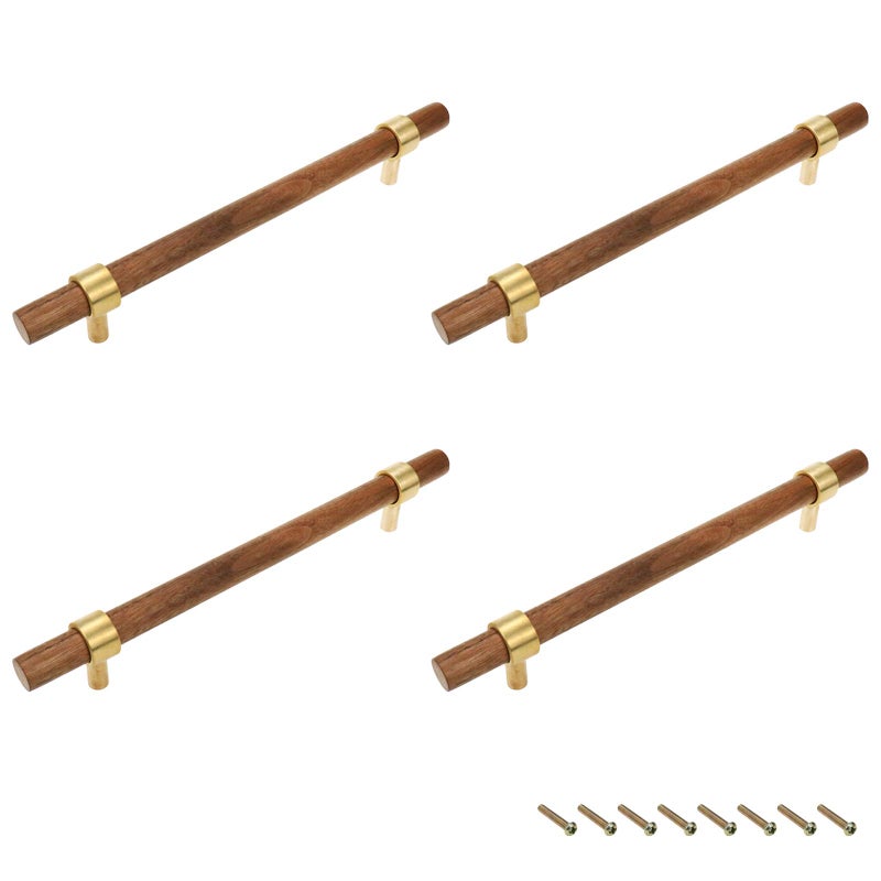 Tsnamay Drawer 866220mm Pulls Brass Walnut Kitchen Wardrobe Cabinet Hardware Pull Handle Adjustable Hole Distance with Screw 4Pcs - Image 2