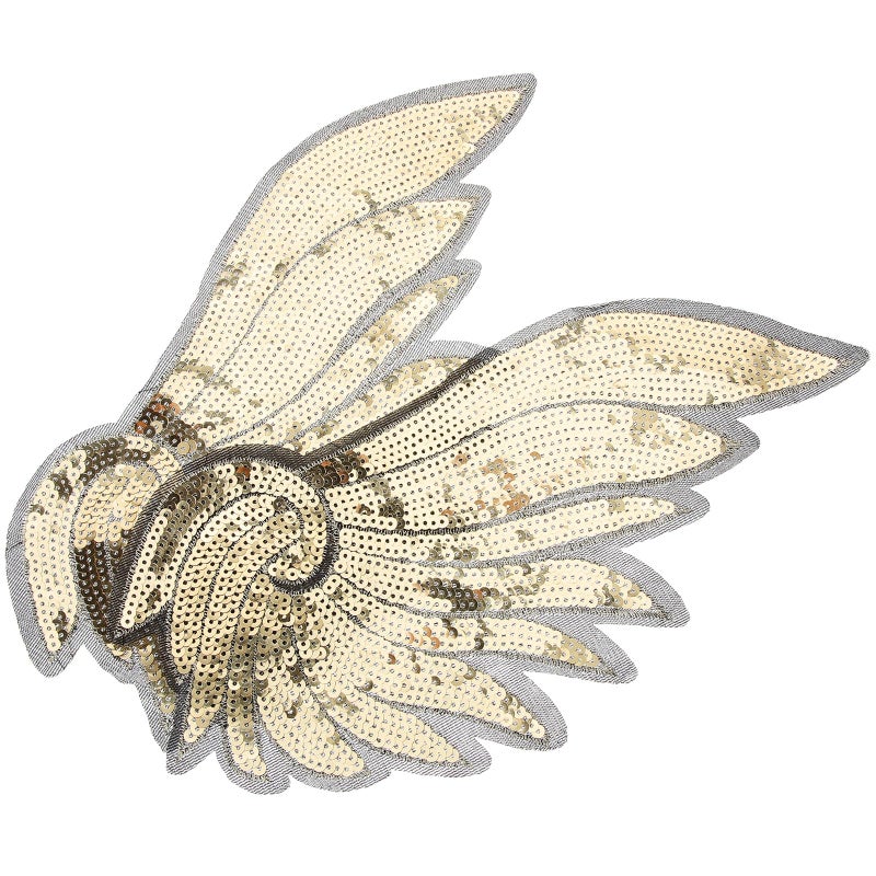 Gold Sequin Embroidered Large Angel Wing Patch For Clothing Decor Costume Sewing - Image 2