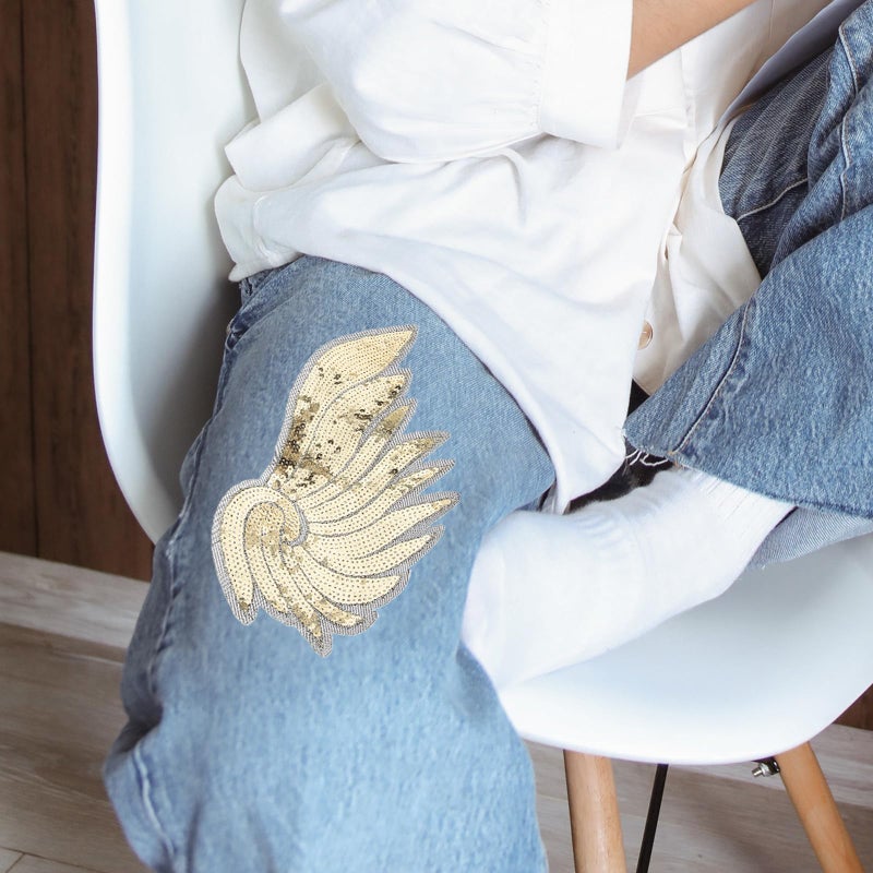 Gold Sequin Embroidered Large Angel Wing Patch For Clothing Decor Costume Sewing - Image 5