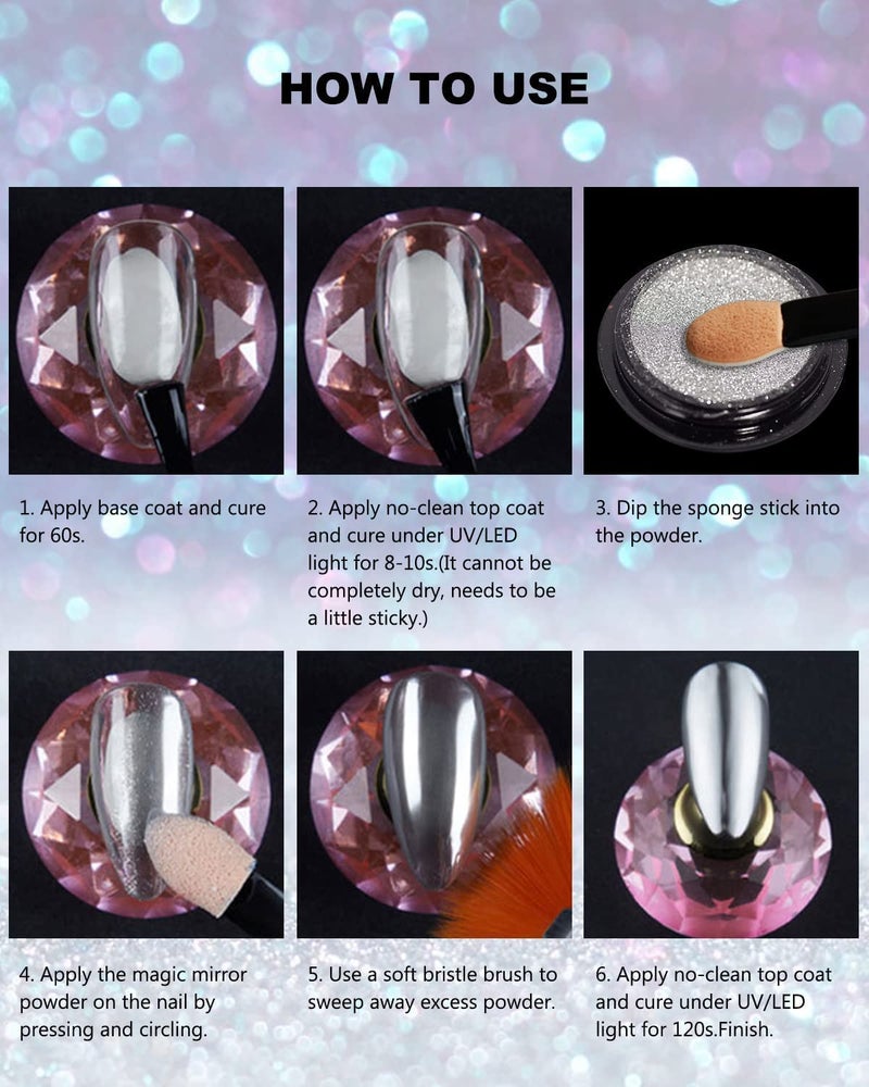 FEELHIGH Super Thin Mirror Effect Nail Art Chrome Powder Holographic DArk purple - Image 2