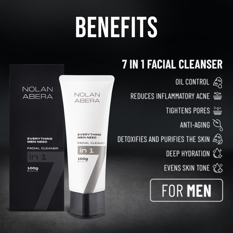 ABERA Nolan Daily Facial Cleanser for Men, Niacinamide + Zincsebum + Soy & Rice Bran Extract, Oil Control & Pore Purifying Face Wash, Refreshing Gentle Cleanser for All Skin Types (3.38 fl oz) - Image 2