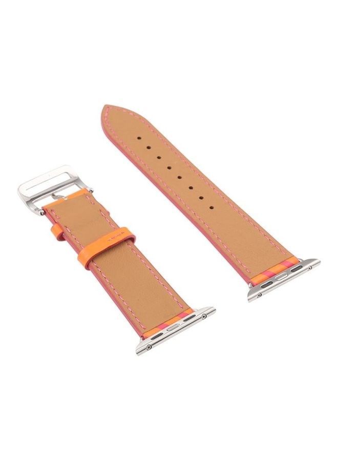 NIBEMINENT Strip Texture Leather Replacement Watchbands For Apple Watch Series 1/2/3/4/5/6/7/SE 42-44-45mm Red Plum - Image 4