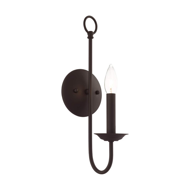 Livex Lighting 42681-07 Steel Wall Sconce for Home Decor; Stylish Wall Decor, 1 Light Fixture Bronze Finish - Image 1