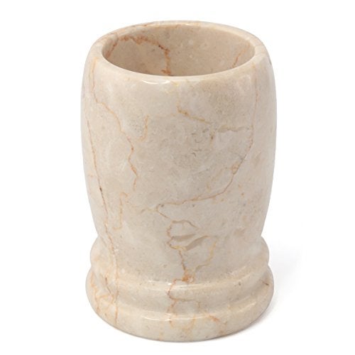 Creative Home Natural Java Marble Toothbrush Tumbler 3.3" x 4.5" | Solid Carved Stone Cup for Bathroom Sink, Vanity, Makeup Brushes, Razors | Elegant Gift and Spa-Inspired Countertop Organizer - Image 1