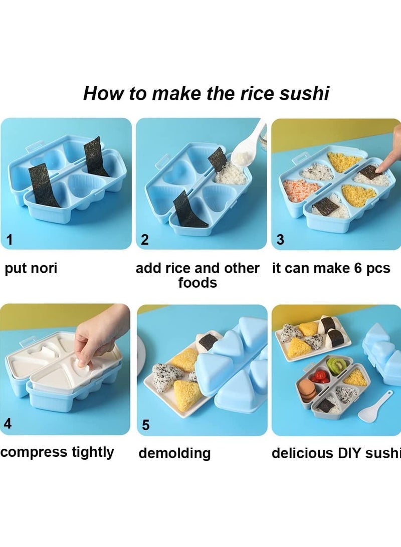 SOLARAE Onigiri Mould Triangle Rice Ball Sushi Mould Makers Triangle Sushi Mould Rice Paddle 6 in 1 Triangle-Heart for Bento or Japanese Box Meal Children Bento Home Kitchen DIY Nori Rice Bento - Image 3