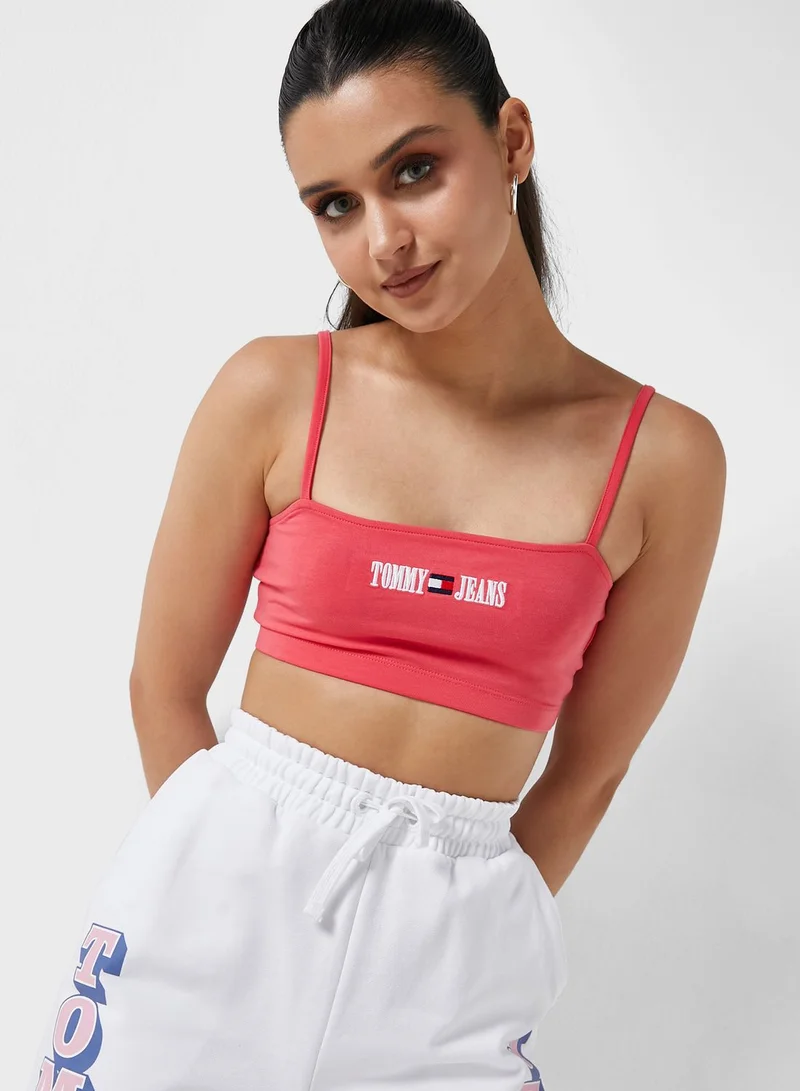 TOMMY JEANS Strappy Logo Knitted Crop Top