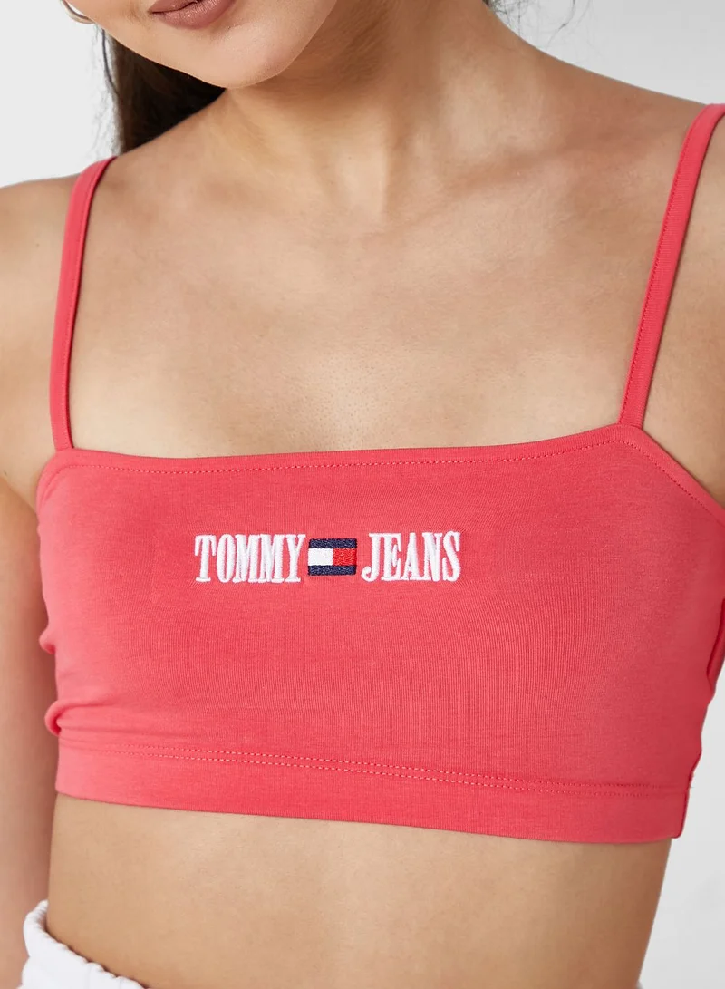 TOMMY JEANS Strappy Logo Knitted Crop Top