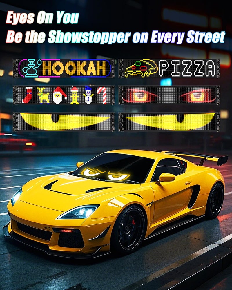 Probapro Devil Eyes Light for Windshield: 23.4"x4.7" Programmable LED Signs with APP & Remote Control - 5V USB Digital Lighting Display, LED Lights for Cars (1 Pcs) - Image 2