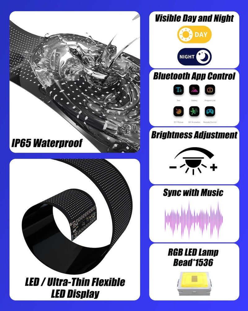 Probapro Devil Eyes Light for Windshield: 23.4"x4.7" Programmable LED Signs with APP & Remote Control - 5V USB Digital Lighting Display, LED Lights for Cars (1 Pcs) - Image 5