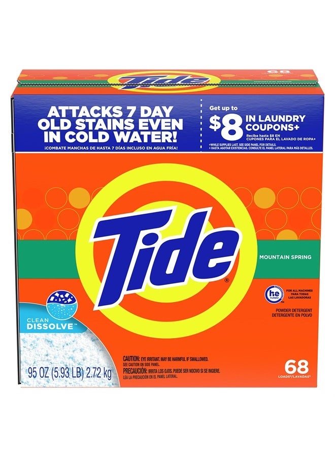 Tide مسحوق منظف الغسيل، ربيع الجبال، 68 غسلة، 95 أونصة - Image 4