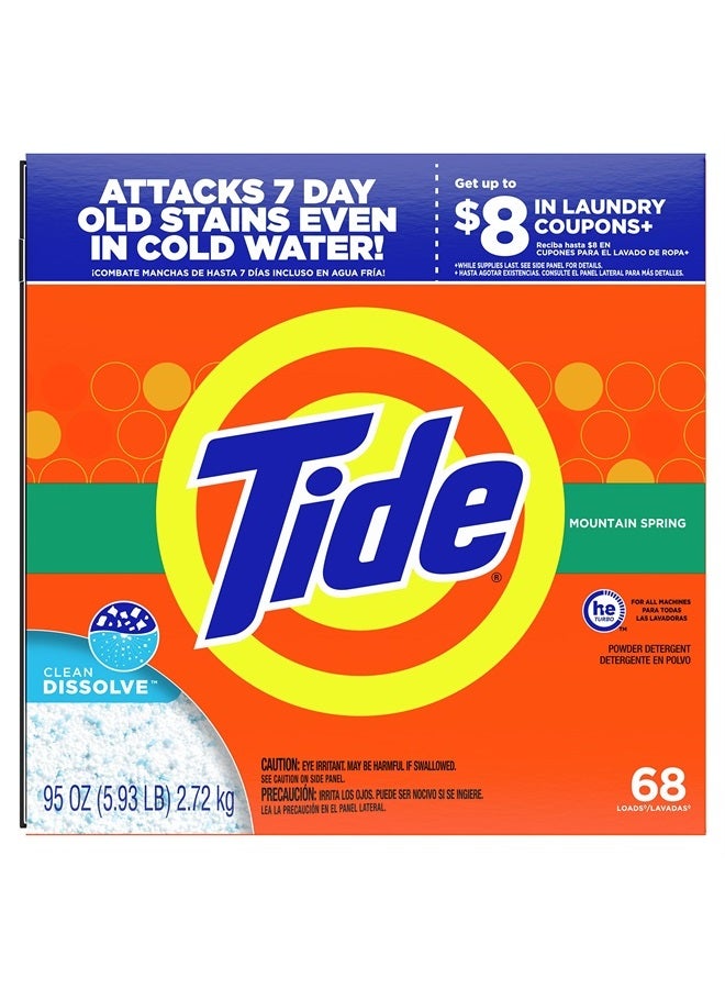 Tide مسحوق منظف الغسيل، ربيع الجبال، 68 غسلة، 95 أونصة - Image 1
