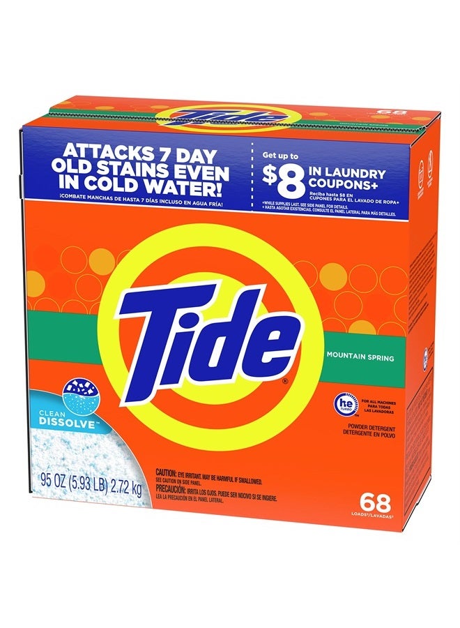 Tide مسحوق منظف الغسيل، ربيع الجبال، 68 غسلة، 95 أونصة - Image 2