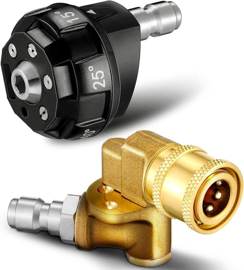 Tondiamo طقم فوهة غسالة الضغط Tondiamo 2 قطعة وموصل دوار 6 في 1 محول سريع التغيير مع 5 زوايا دوران 14 بوصة للتغيير السريع لغسالة الضغط - Image 1