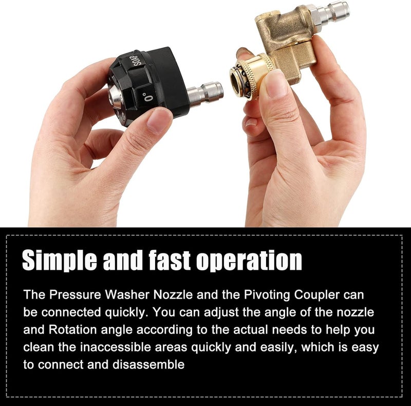 Tondiamo طقم فوهة غسالة الضغط Tondiamo 2 قطعة وموصل دوار 6 في 1 محول سريع التغيير مع 5 زوايا دوران 14 بوصة للتغيير السريع لغسالة الضغط - Image 5