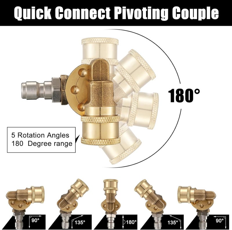 Tondiamo طقم فوهة غسالة الضغط Tondiamo 2 قطعة وموصل دوار 6 في 1 محول سريع التغيير مع 5 زوايا دوران 14 بوصة للتغيير السريع لغسالة الضغط - Image 4