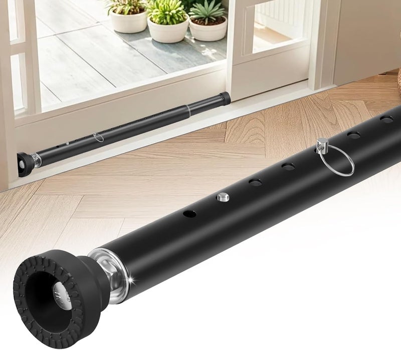 Supforce Sliding Door Security Bar, 17-55 Inches Adjustable Window Security Bars, 1 Inch Heavy Duty Sliding Door Lock Bar with Rubber Tips, Sliding Glass Door Security Bar for Home Apartment (Black) - Image 1