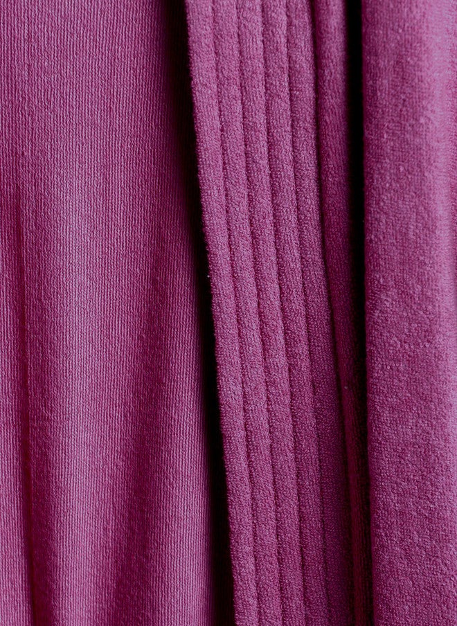 Red Rose RedRose Purple Solid Cotton Drawstring Knee Length Bath Robe - XL - Image 2