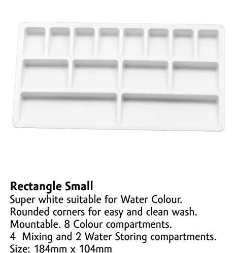 OffyBird 2 Pcs Rectangle Shape Colour Mixing Palette with 14 Compartments for Paint Mixing, 8 Color Compartments, 4 Mixing, and 2 Water Storage Compartments for Artists, and Kids Painting Tray - Image 2