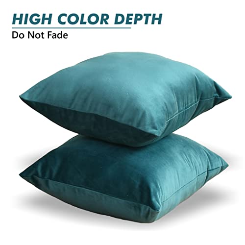 Yellow Weaves Soft Velvet Fabric Cushion Cover 24 X 24 Inches, Set Of 3, (Teal Blue), 250 TC - Image 2